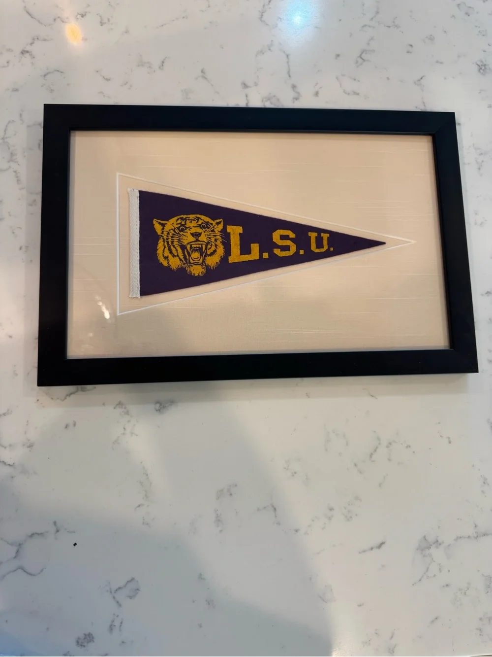💜🏈Vintage 1950s LSU Tigers Hormel Wool Felt Pennant Framed Rare NCAA Decor💛🏈